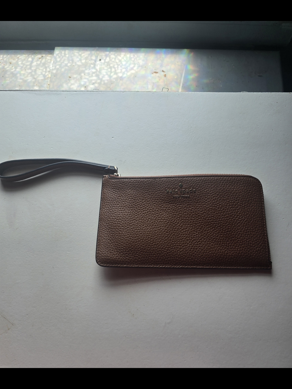 Kate Spade Brown Pebbled Leather Wristlet Clutch
